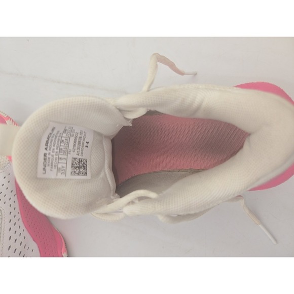 Under Armour Girls Boys 3.5Y Gym Basketball Volleyball Tennis Shoes Pink White - Picture 6 of 16